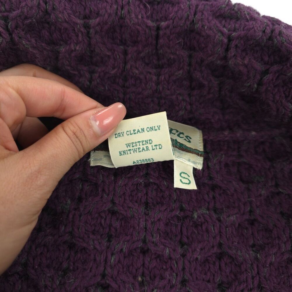 ARAN CRAFTS Two Tone Merino Wool Cardigan Sweater Boho Lagenlook Heritage Lagom - Picture 11 of 11
